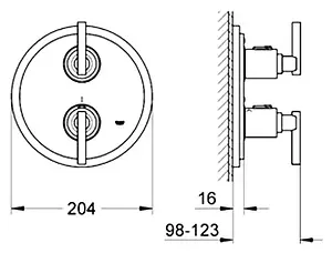 Термостат для 2 потребителей Grohe Atrio хром 19399000 Термостат для 2 потребителей Grohe Atrio хром 19399000, 2
