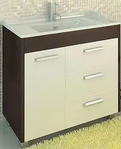 Тумба-умывальник напольная Comforty Барселона 90 белый/венге Тумба-умывальник напольная Comforty Барселона 90 белый/венге, 1