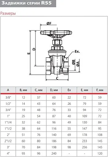 Задвижка клиновая 1"в x 1"в Giacomini R55Y005