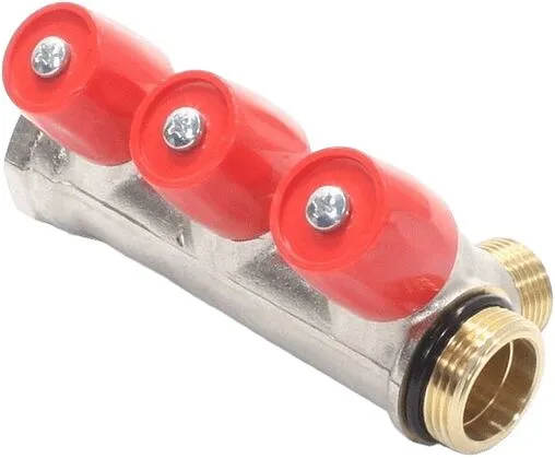 Коллектор регулирующий проходной 3 отвода красный ¾"в/н x ½"н General Fittings 6200E7N0504R3A