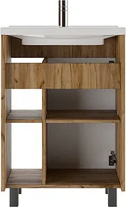 Тумба-умывальник напольный Домино Craft 60 графит/дуб вотан DCr2201T+4640021060773, 5