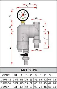 Фильтр тонкой очистки воды ½"н x ½"в Far FA 39M6 12100 Фильтр тонкой очистки воды ½"н x ½"в Far FA 39M6 12100, 2