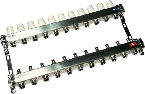 Группа коллекторная без расходомеров 11 отводов 1&quot;в/в x ¾&quot;ек Uni-fitt OPTIMAL 451B4311.RU