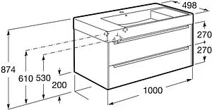 Тумба-умывальник подвесная Roca Inspira 100 зеркальный/тёмный дуб 851077403 Тумба-умывальник подвесная Roca Inspira 100 зеркальный/тёмный дуб 851077403, 2