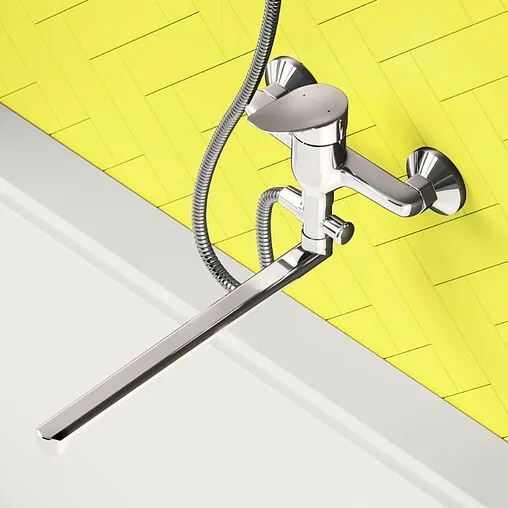 Смеситель для ванны с длинным изливом Dorff Norma хром D1095000 Смеситель для ванны с длинным изливом Dorff Norma хром D1095000