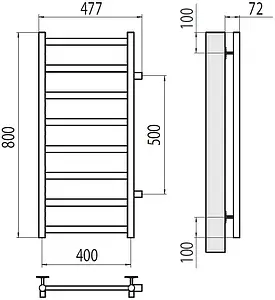 Полотенцесушитель водяной лесенка Terminus Аврора П8 400х800 бп500 полированная сталь 4670078529909, 2
