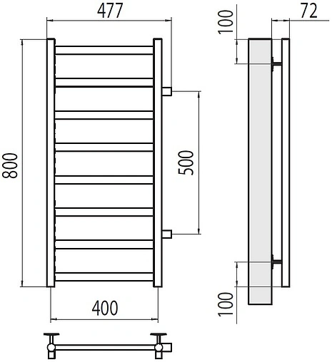 Полотенцесушитель водяной лесенка Terminus Аврора П8 400х800 бп500 полированная сталь 4670078529909
