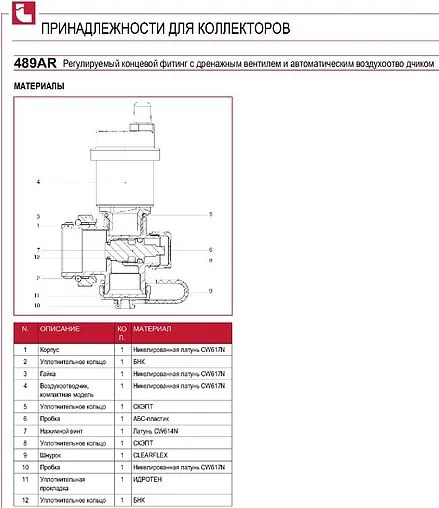 Узел концевой для коллектора 1&quot;н Itap 4890100AR