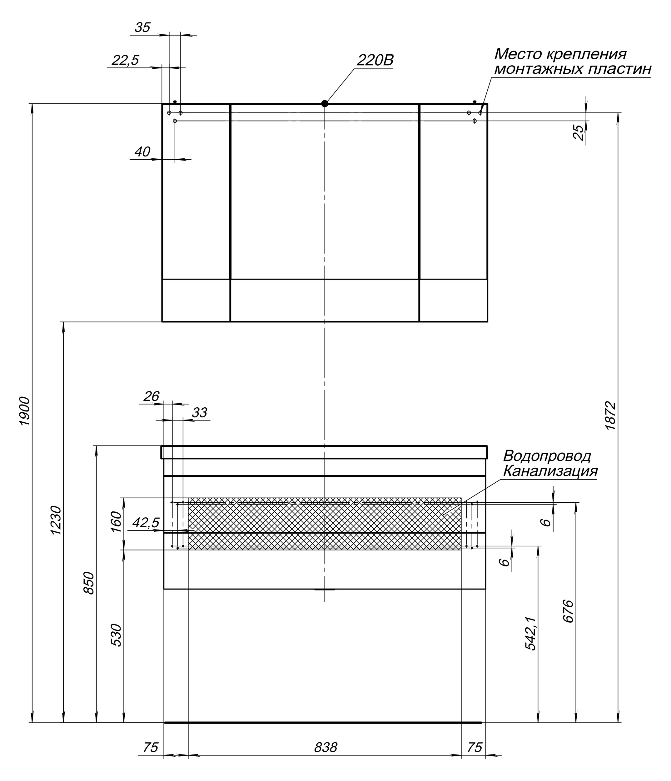 Шкаф-зеркало Aquanet Верона 100 чёрный 00175386, 3