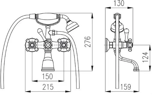 Смеситель для ванны Rav Slezak Morava retro бронза/белый MK459.5/2SM