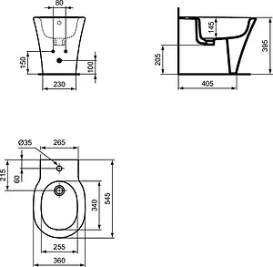 Биде напольное Ideal Standard Connect Air Silk Black черный матовый E0180V3 Биде напольное Ideal Standard Connect Air Silk Black черный матовый E0180V3, 2