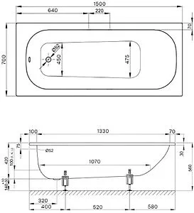 Ванна стальная Bette Form 150x70 easy-clean белый 2941-000 AD, PLUS Ванна стальная Bette Form 150x70 easy-clean белый 2941-000 AD, PLUS, 2