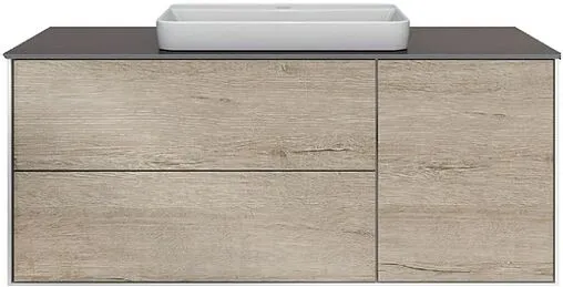 Тумба-умывальник подвесная Kerama Marazzi Plaza Modern 120 белый/дуб Орегон PLB.M.120.3\OAK.O+
