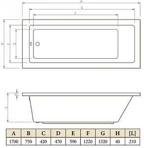 Ванна акриловая C-bath Semela 170x75 CBQ014001 Ванна акриловая C-bath Semela 170x75 CBQ014001, 2