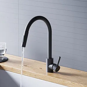 Смеситель для кухни с выдвижным изливом Dorff Logic чёрный матовый D3007522, 5