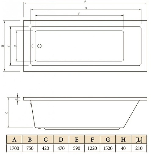 Ванна акриловая C-bath Semela 170x75 CBQ014001