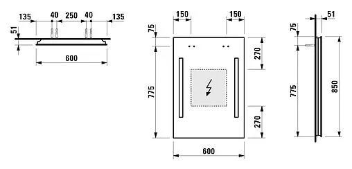 Зеркало с подсветкой Laufen Pro A 60 4.4722.6.996.144.1