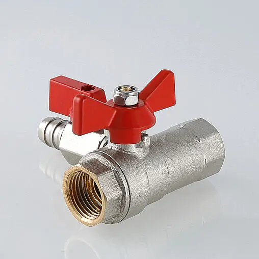 Кран шаровый с дренажем и обратным клапаном 1/2"в x 1/2"в x 1/4"в x 14ш ...