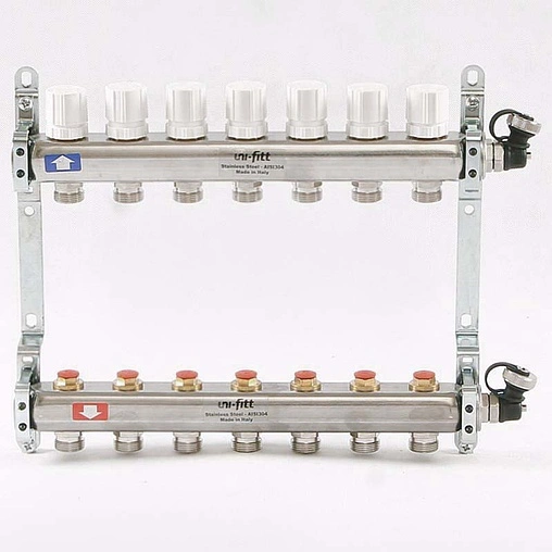 Группа коллекторная распределительная 7 отводов 1&quot;в/в x ¾&quot;ек Uni-fitt 451I4307