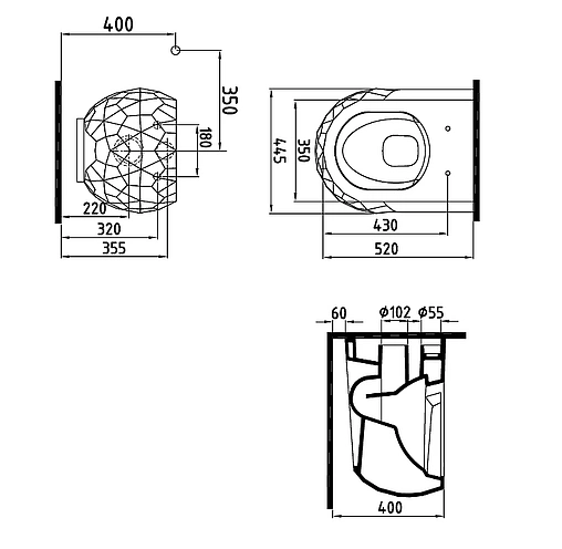 Унитаз подвесной безободковый с функцией биде Bien Pent белый PNKA052N1VP1W3000