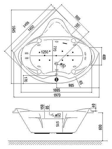 Ванна акриловая Excellent Konsul 150x150 WAEX.KON15WH