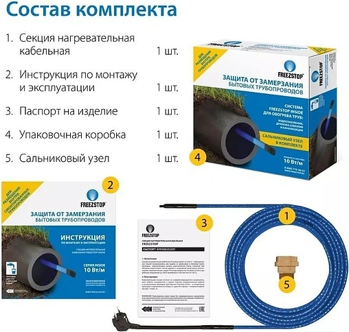 Кабель нагревательный саморегулирующийся 2м Freezstop Inside-10-2 100035650300