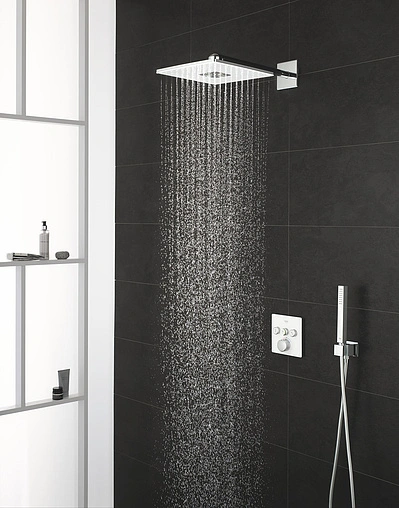 Лейка верхнего душа с настенным креплением Grohe Rainshower SmartActive Cube белый/хром 26479LS0