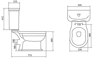 Унитаз-компакт безободковый BelBagno Boheme P-trap белый BB115CPR+BB115T Унитаз-компакт безободковый BelBagno Boheme P-trap белый BB115CPR+BB115T, 2