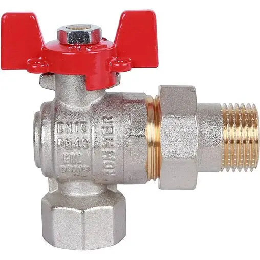 Кран шаровый с американкой угловой ½"в x ½"н Rommer RBV-0006-0610215