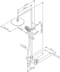 Душевая система с термостатом для ванны Am.Pm Like чёрный матовый F0780522 Душевая система с термостатом для ванны Am.Pm Like чёрный матовый F0780522, 2