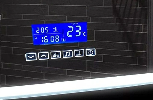 Зеркало с подсветкой Continent Rimini Led 120x80 с линзой, с музыкальным блоком, с подогревом белый
