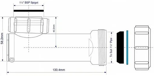 Горизонтальный самозакрывающийся сливной клапан Mc Alpine белый WHB1-32