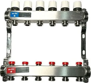 Группа коллекторная без расходомеров 6 отводов 1"в/в x ¾"ек Uni-fitt TECHNO 451W4306 Группа коллекторная без расходомеров 6 отводов 1"в/в x ¾"ек Uni-fitt TECHNO 451W4306, 1