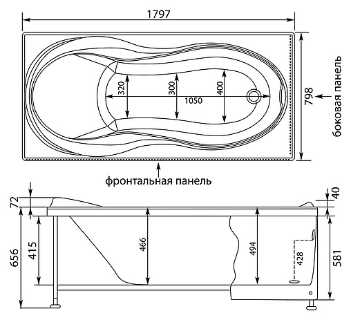 Ванна акриловая Aquanet Grenada 180x80 00203971