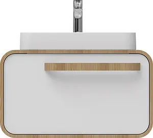 Тумба-умывальник подвесная ISVEA Soffice 80 тик/белый 23SQS403085I+10SQ50048SV Тумба-умывальник подвесная ISVEA Soffice 80 тик/белый 23SQS403085I+10SQ50048SV, 1