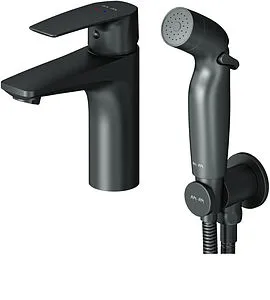 Смеситель для раковины с гигиеническим душем Am.Pm Gem чёрный матовый F90A03022 Смеситель для раковины с гигиеническим душем Am.Pm Gem чёрный матовый F90A03022, 1