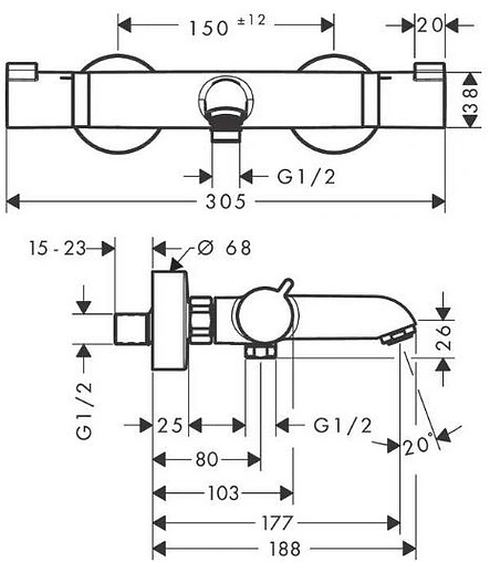 Термостат для ванны Hansgrohe Ecostat Comfort белый матовый 13114700