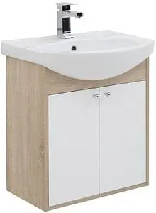 Тумба-умывальник Aquanet Грейс 60 белый/дуб сонома 00198371+00182641 Тумба-умывальник Aquanet Грейс 60 белый/дуб сонома 00198371+00182641, 1