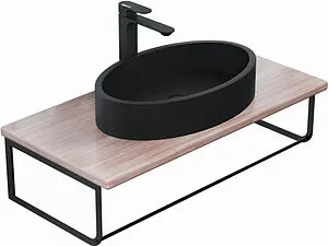 Консоль с умывальником подвесная Uperwood UPD Tanos 90 бук светлый/чёрный матовый 2910210407 Консоль с умывальником подвесная Uperwood UPD Tanos 90 бук светлый/чёрный матовый 2910210407, 1