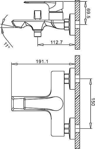 Смеситель для ванны BelBagno Bocco хром BOC-VASM-CRM