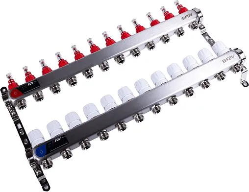 Группа коллекторная с расходомерами 12 отводов 1&quot;в/в x ¾&quot;ек FDV S1101A-1/12