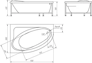 Ванна акриловая BellRado Орландо 150x100 R BR7011027-00(R), 3