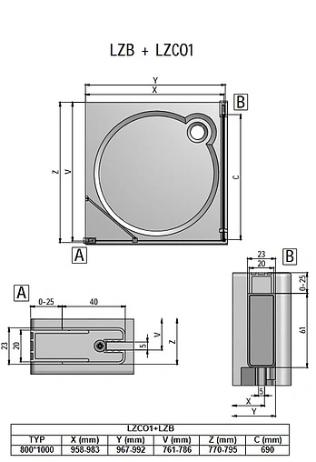 Душевое ограждение 800x1000мм прозрачное стекло Roltechnik Lega Lift Line LZCO1+LZB/800*1000 227-8000000-00-02+228-1000000-00-02