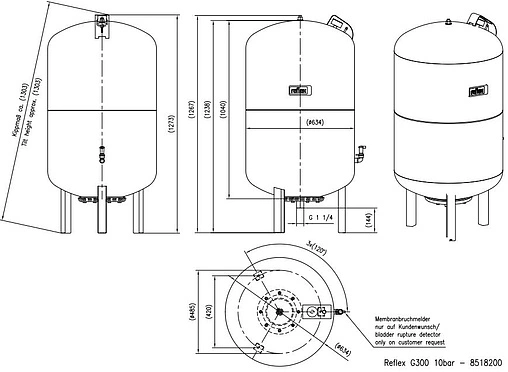 Расширительный бак Reflex G 300л 10 бар 8518200
