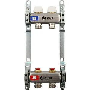 Группа коллекторная без расходомеров 2 отвода 1&quot;в/в x ¾&quot;ек Stout SMS 0922 000002, 1
