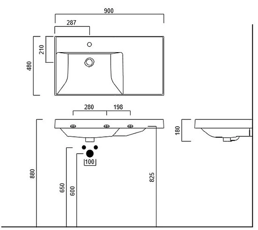 Раковина Kerama Marazzi Cubo 90 L белый CU.wb.90lh