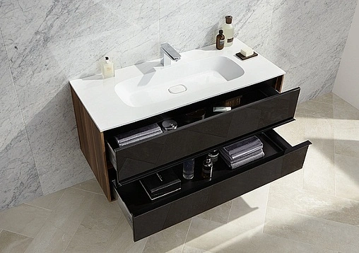 Тумба-умывальник подвесная VitrA Metropole 100 чёрный/сливовое дерево 58183