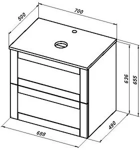 Тумба-умывальник подвесная Aquanet Терра 70 белый матовый 00313233+, 5