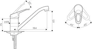 Смеситель для кухни Omoikiri Mito хром OMI-CR-40, 2