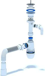 Сифон бутылочный для раковины Ани Пласт белый C1315 Сифон бутылочный для раковины Ани Пласт белый C1315, 3